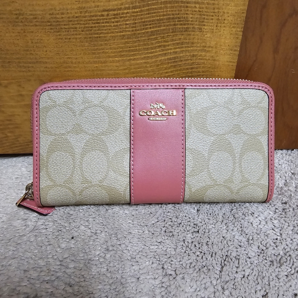 Coach pink & tan wallet